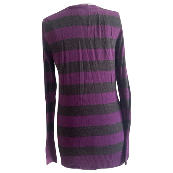 NOLLIE || Purple Gray Stripe Boyfriend Cardigan || size Large - Picture 3 of 6